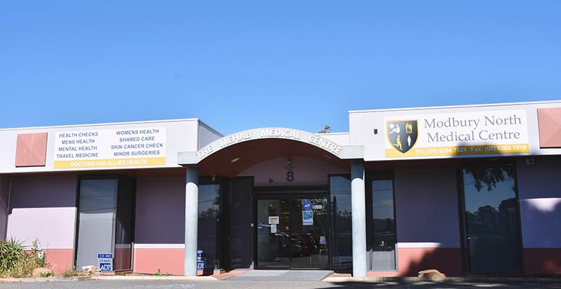 Entrance to Modbury North Medical Centre in Adelaide