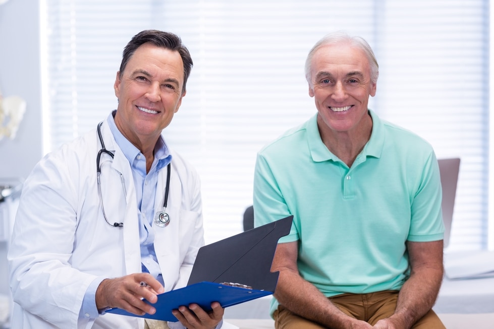 A patient during his annual prostate cancer screening, Men's health awareness month Movember